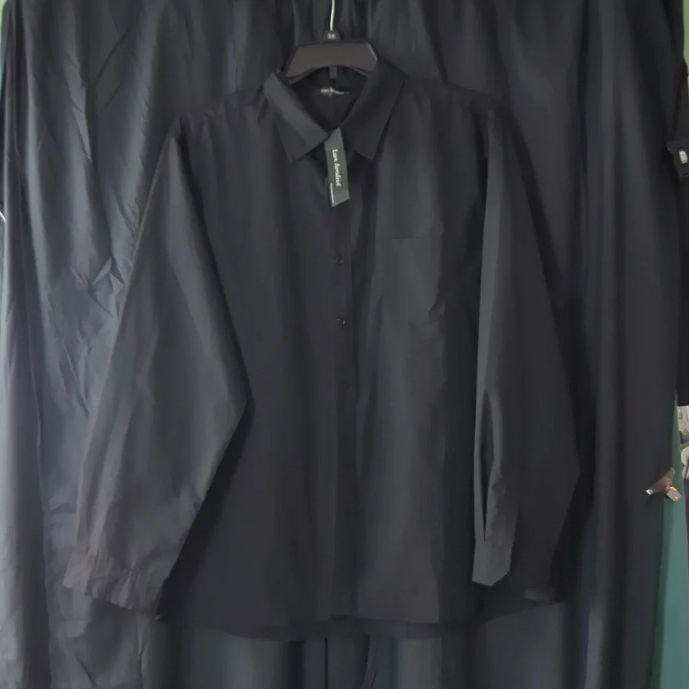 Lars Amadeus Mens Black Long Sleeve‎ Button Up Shirt XXL Chest Pocket New